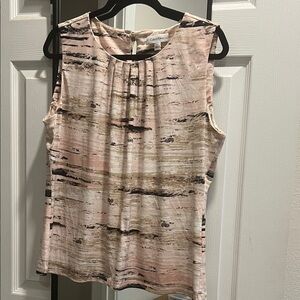 Calvin Klein Women's Abstract Sleeveless Blouse - Pink and Brown